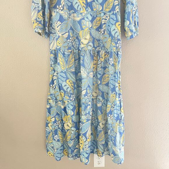 J.McLauglin leaf print linen Maxi dress - Picture 10 of 10